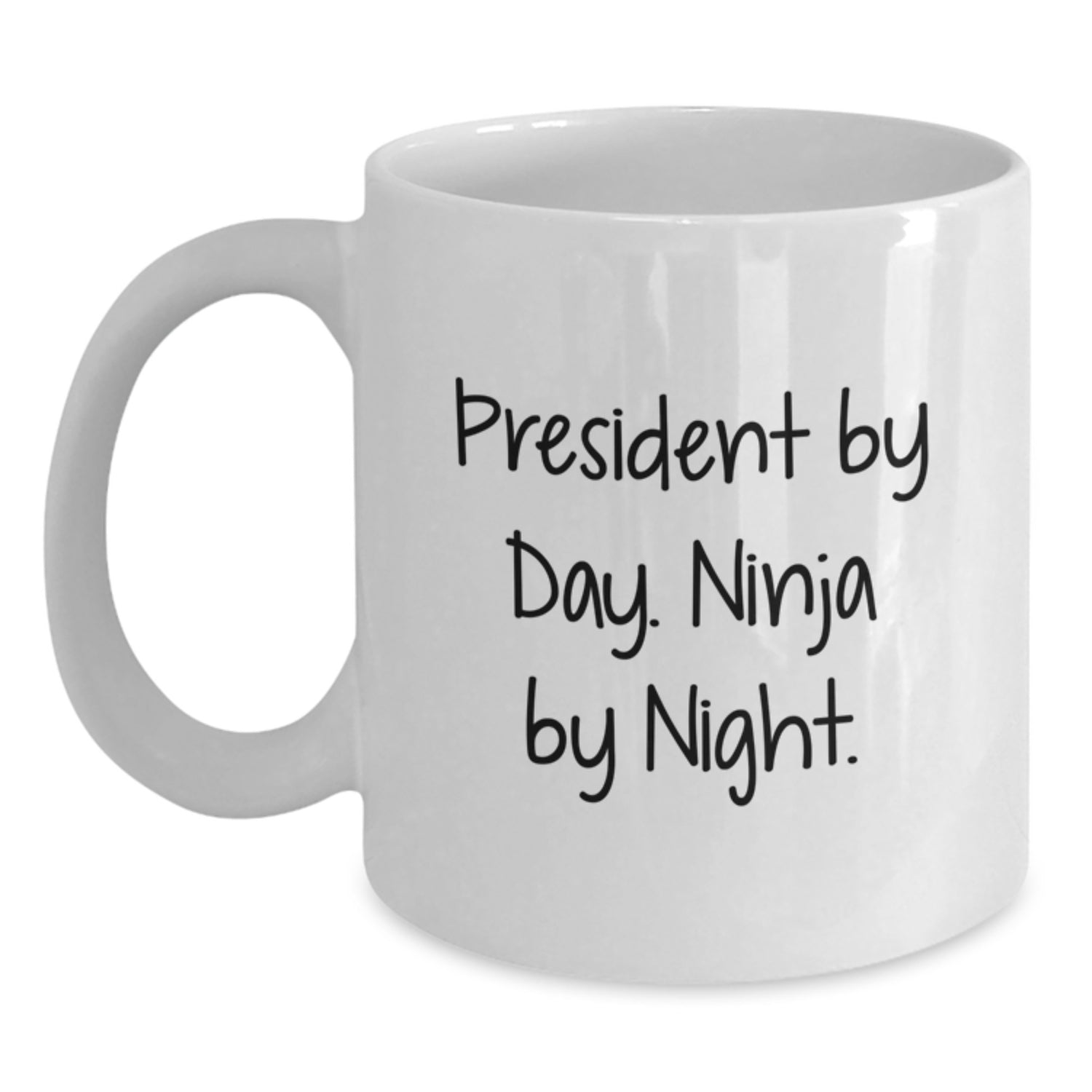 Funny President Gifts for Men, President By Day Ninja By Night White Coffee Mug, White Ceramic Christmas Unique Gift - Main