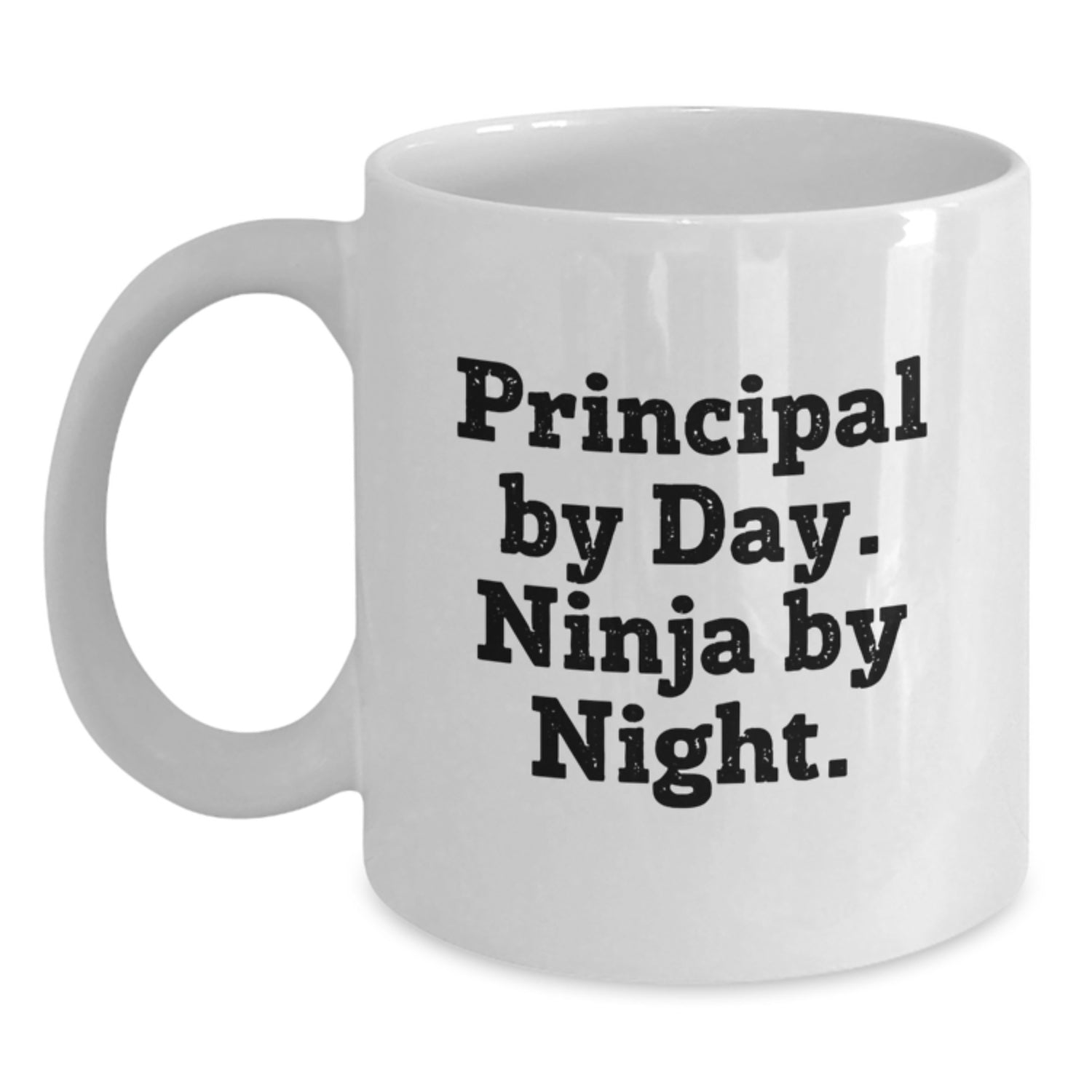 Funny Principal Gifts for Men, White Coffee Mug - Principal By Day. Ninja By Night. - Unique Christmas Unique Gifts from Family to Friends - Main