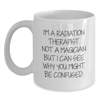 Funny Radiation Therapist Gifts for Men from Friends for Christmas Unique White Coffee Mug - Main