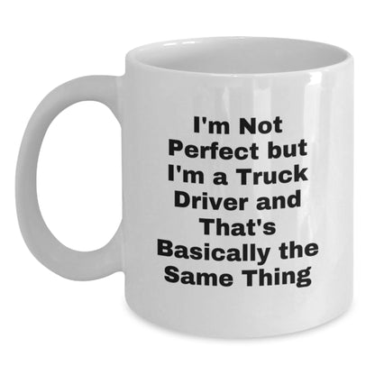 Funny Truck Driver Gifts from Men to Truck Driver Friends on Valentine's White Coffee Mug - Main