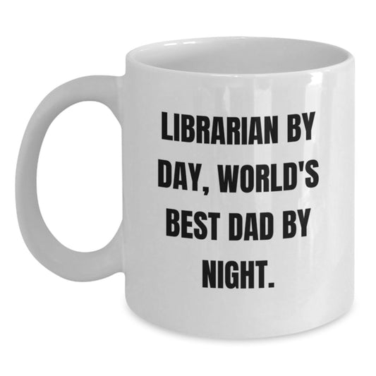 Funny Librarian Gifts for Men, Unique White Coffee Mugs from Dad for Christmas Unique Gifts - Main