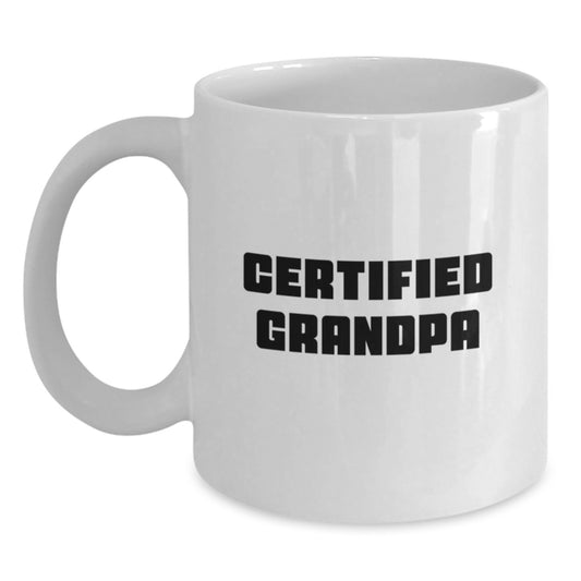 Funny Grandpa White Coffee Mugs Gifts from Kids, Grandpa Enthusiasts, Christmas Unique Gifts for Grandpa, Funny White Coffee Mug, Certified Grandpa Quote, Grandpa Gifts - Main