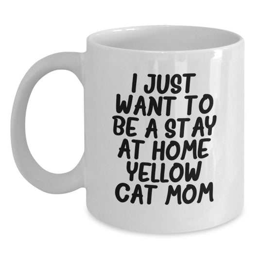 Funny Yellow Cat Mom Gifts from Family for Christmas Unique Yellow Cat Mom Lover White Coffee Mug, 15oz, White Ceramic, Microwave and Dishwasher Safe, Ideal Gift for Yellow Cat Friends and Family - Main
