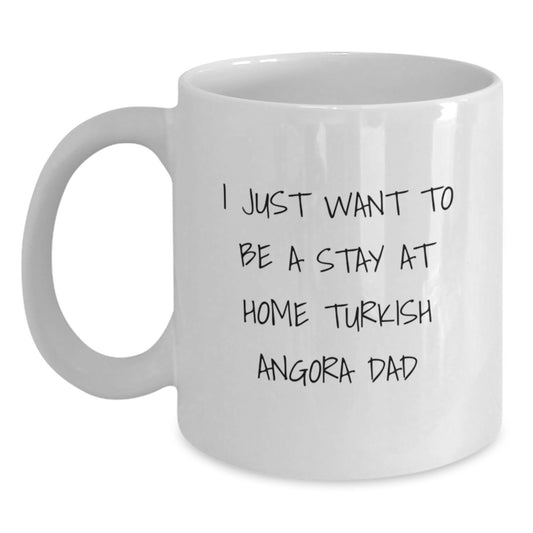 Funny Turkish Angora Cat Gifts for Dad White Coffee Mug, Perfect Valentine's Unique Gifts from Men to Friends - Main