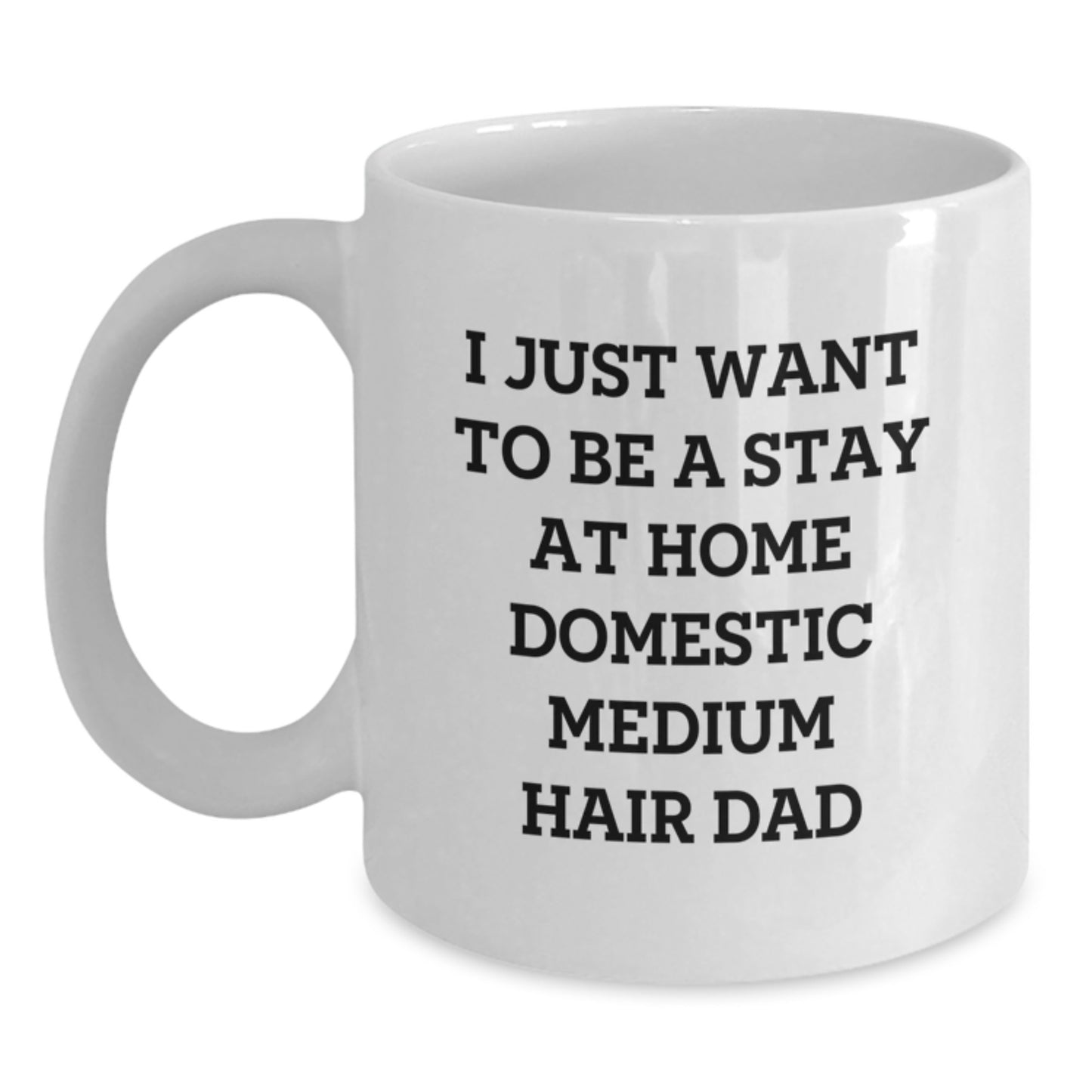 Funny Domestic Medium Hair Dad Gifts from Men to Domestic Medium Hair, White Coffee Mug Best Christmas Unique Gifts, 'I Just Want To Be A Stay At Home Domestic Medium Hair Dad' Quote - Main
