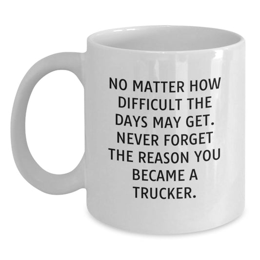 Funny Trucker Birthday Unique Gift from Friends, Gifts for Trucker Men, White Coffee Mug with Inspirational Quote - Main