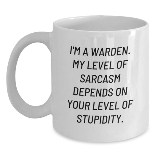 Merry Christmas Unique Warden Gifts for Men from Friends - Funny White Coffee Mug 15oz - Main