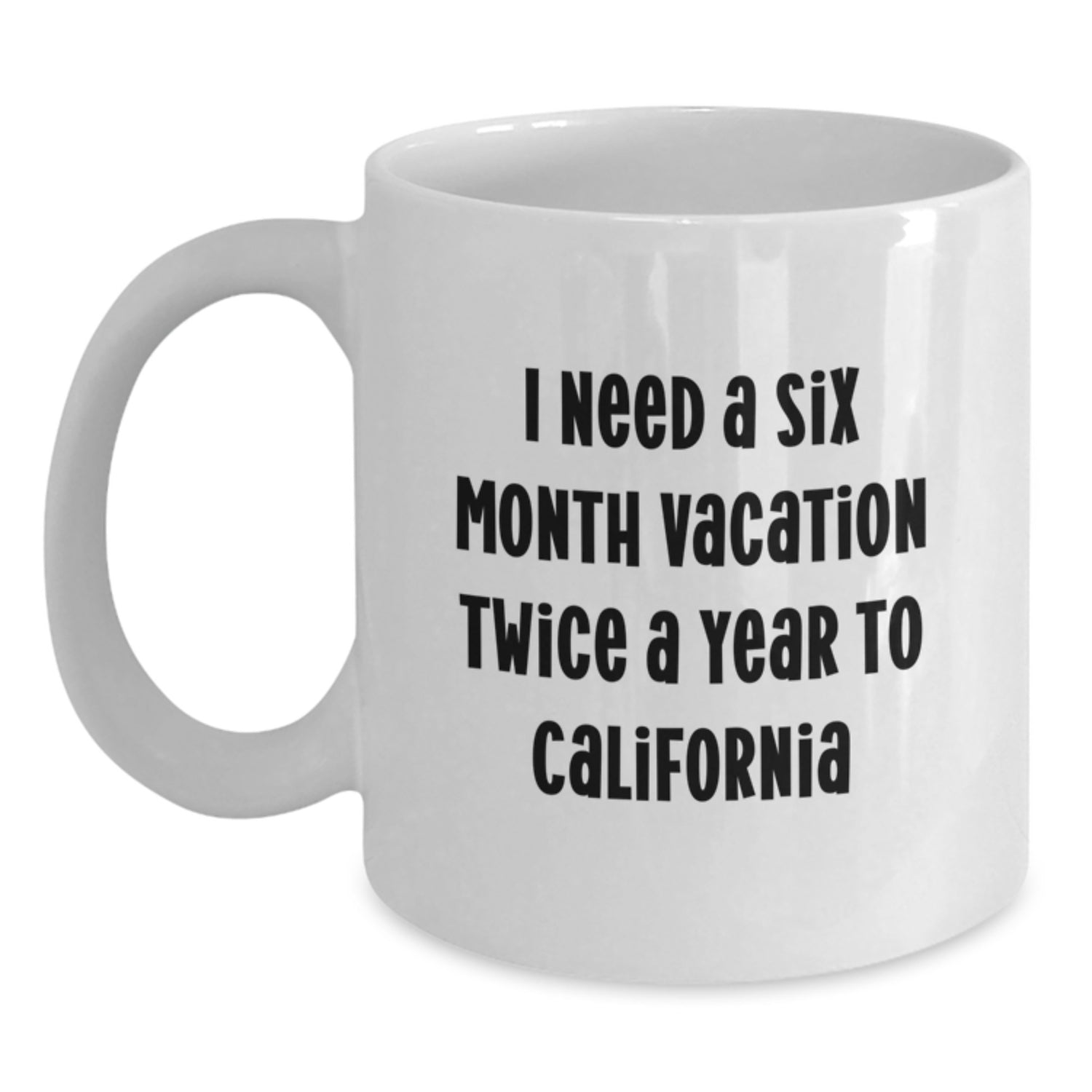 California Gifts, Funny White Coffee Mug for Friends from California, I Need A Six Month Vacation Twice A Year To California Christmas Unique Gifts - Main