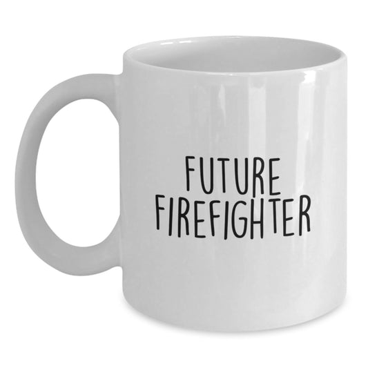 Funny Firefighter Gifts for Men from Daughter - White Coffee Mug - Future Firefighter Inscription - Unique Christmas Memorable Presents - Main