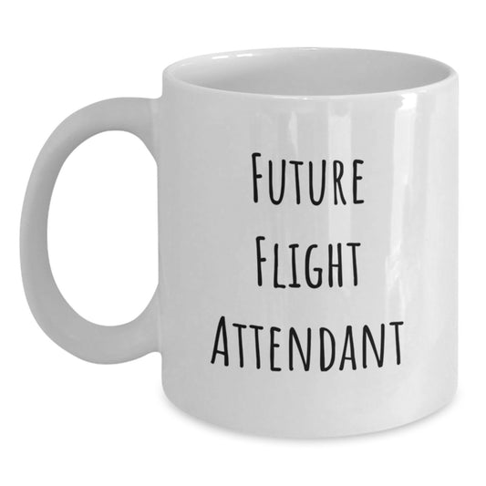 Funny Flight Attendant Gifts for Friends from Family - Future Flight Attendant White Coffee Mug, White, 15oz, Ceramic - Main