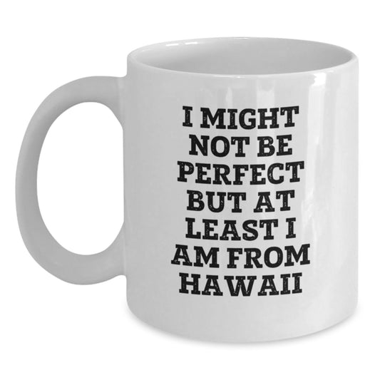 Hawaii Gifts from Friends Unique White Coffee Mugs for Men Women Christmas Unique Gifts I Might Not Be Perfect - Main
