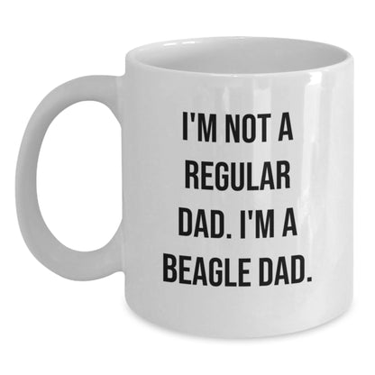Funny Beagle Dad Gifts for Him, Unique White Coffee Mug for Beagle Lovers, Christmas Unique Gift Ideas from Dad to Son - Main
