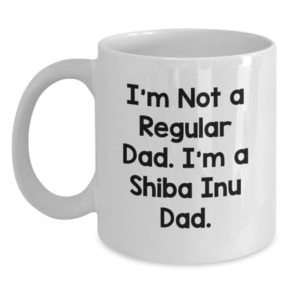Funny Shiba Inu Dad Gifts for Men, White Coffee Mug, Unique Christmas Memorable Presents from Him to His Shiba Inu - Main