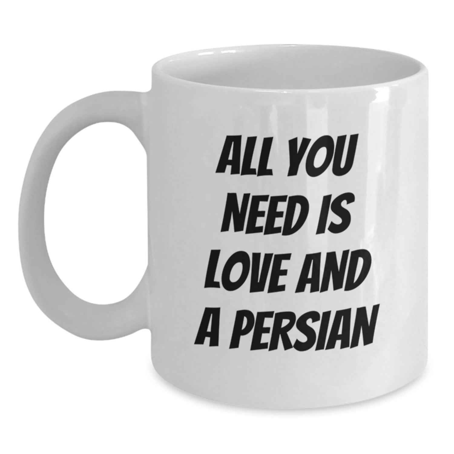 Funny Persian Cat Christmas Unique Gifts from Friends for Men Women Family - 'All You Need Is Love And A Persian' White Coffee Mug - Main