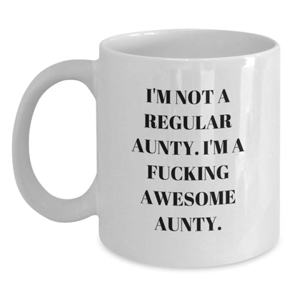 Funny Aunty Gifts from Men to Aunty, White Coffee Mug with Inspirational Quote, Christmas Unique Presents for Awesome Aunts - Main