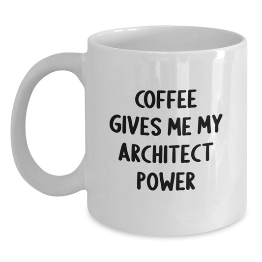 Funny Architect Christmas Unique Gifts for Men, White Coffee Mug, Coffee Gives Me My Architect Power, Gifts from Men to Friends - Main