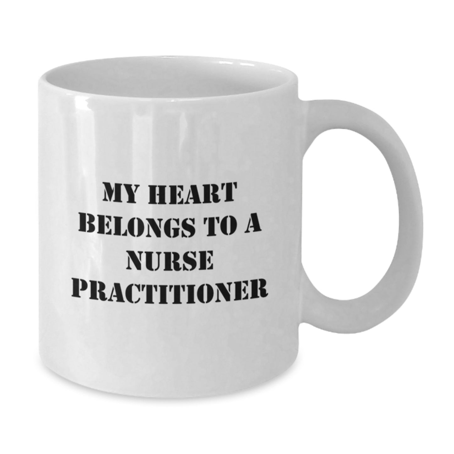 Funny Nurse Practitioner Gifts, White Coffee Mugs for Christmas Unique Gifts from, 'My Heart Belongs To A Nurse Practitioner' Quote, White Ceramic Mugs for Nurse Practitioners - Additional