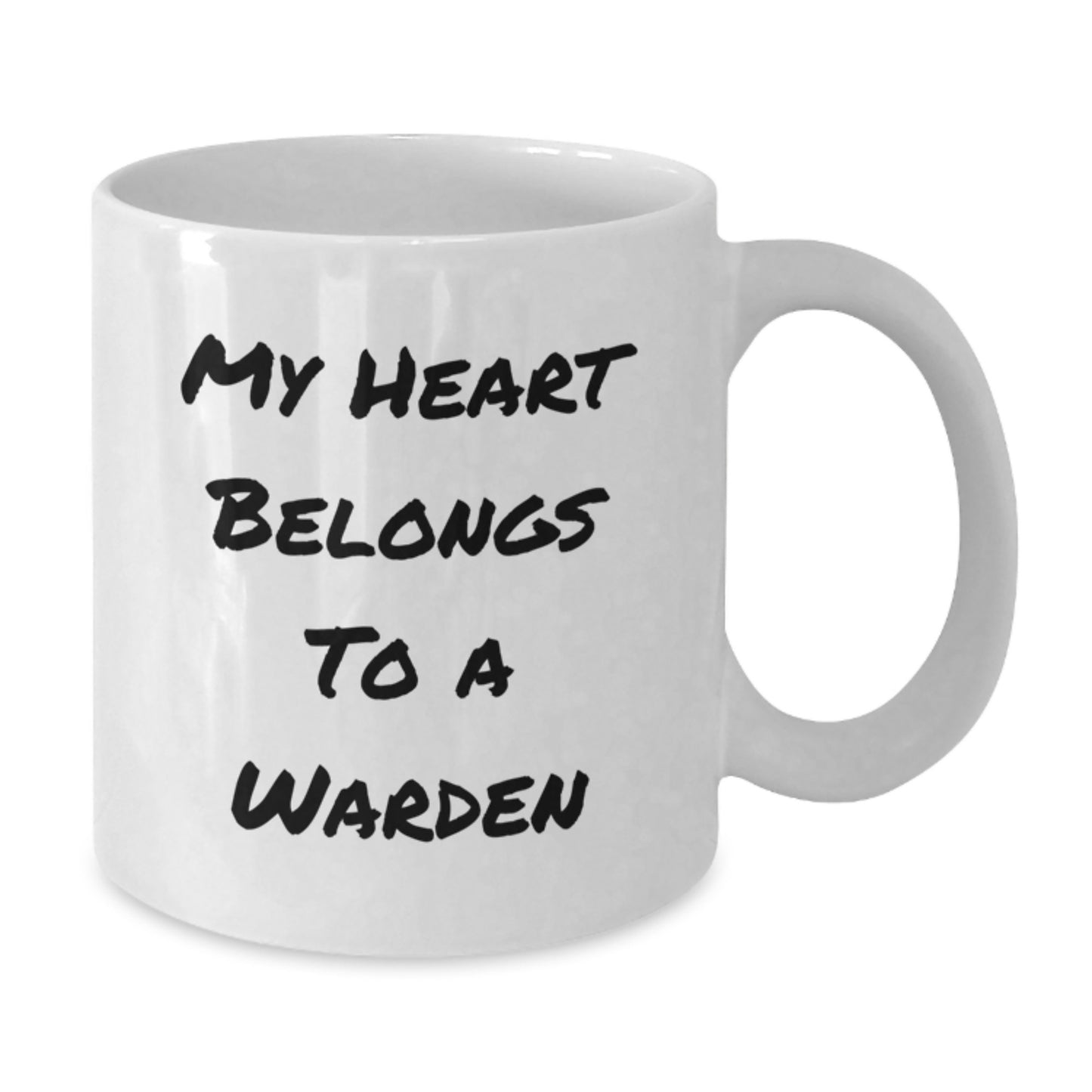 Funny Warden Gifts, White Coffee Mug for Warden Lover, Christmas Unique Gifts from Friends to Warden, My Heart Belongs To A Warden Quote Mug, Warden Enthusiast Coffee Mug - Additional