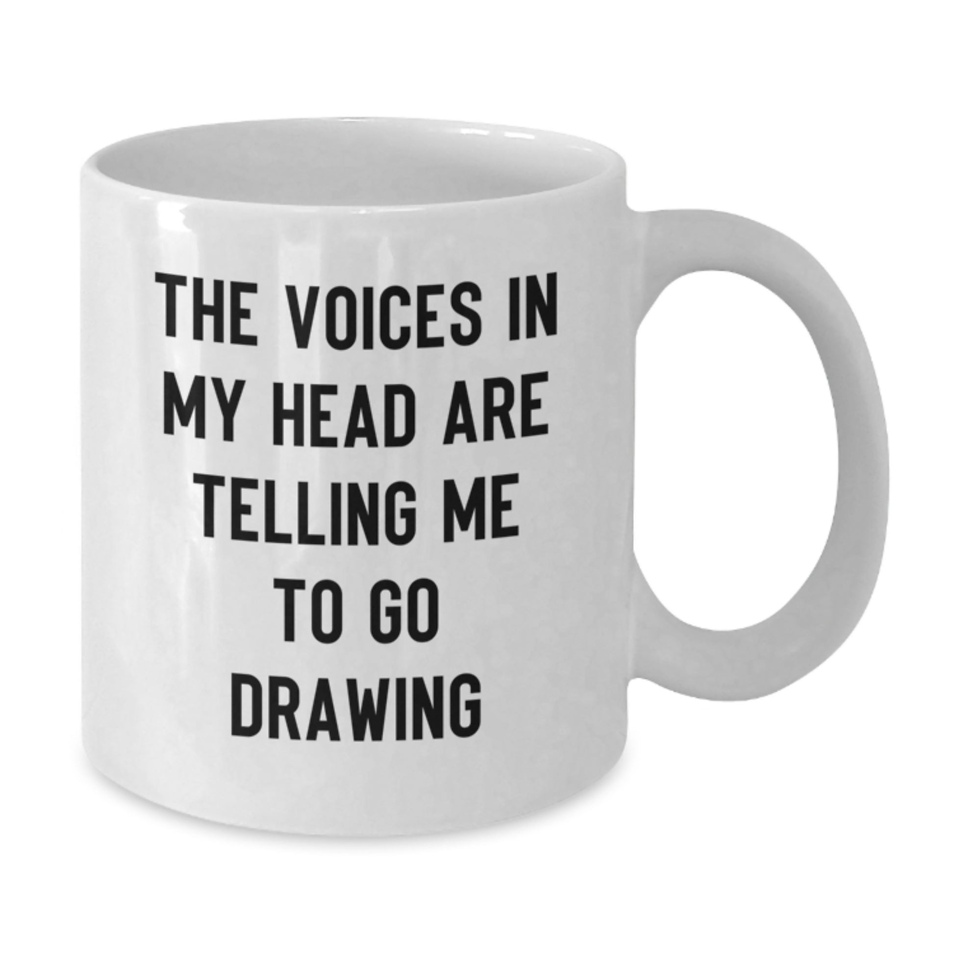 Funny Drawing Gifts for Him, White Coffee Mug, The Voices In My Head Are Telling Me To Go Drawing, Christmas Unique Gifts from Friends, Family, Coworkers - Additional