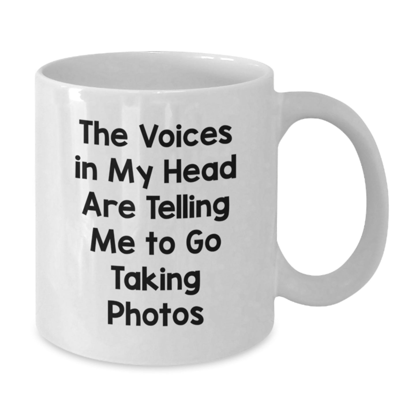 Funny Taking Photos Gifts for Women, White Coffee Mug for Christmas, 'The Voices In My Head Are Telling Me To Go Taking Photos' - Gifts from Friends and Family - Additional