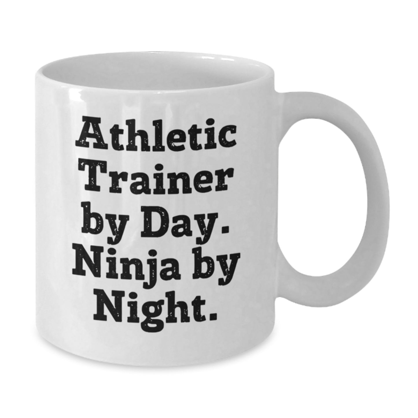Funny Athletic Trainer Gifts from Men for Friends - White Coffee Mug - 'Athletic Trainer By Day. Ninja By Night.' - Additional