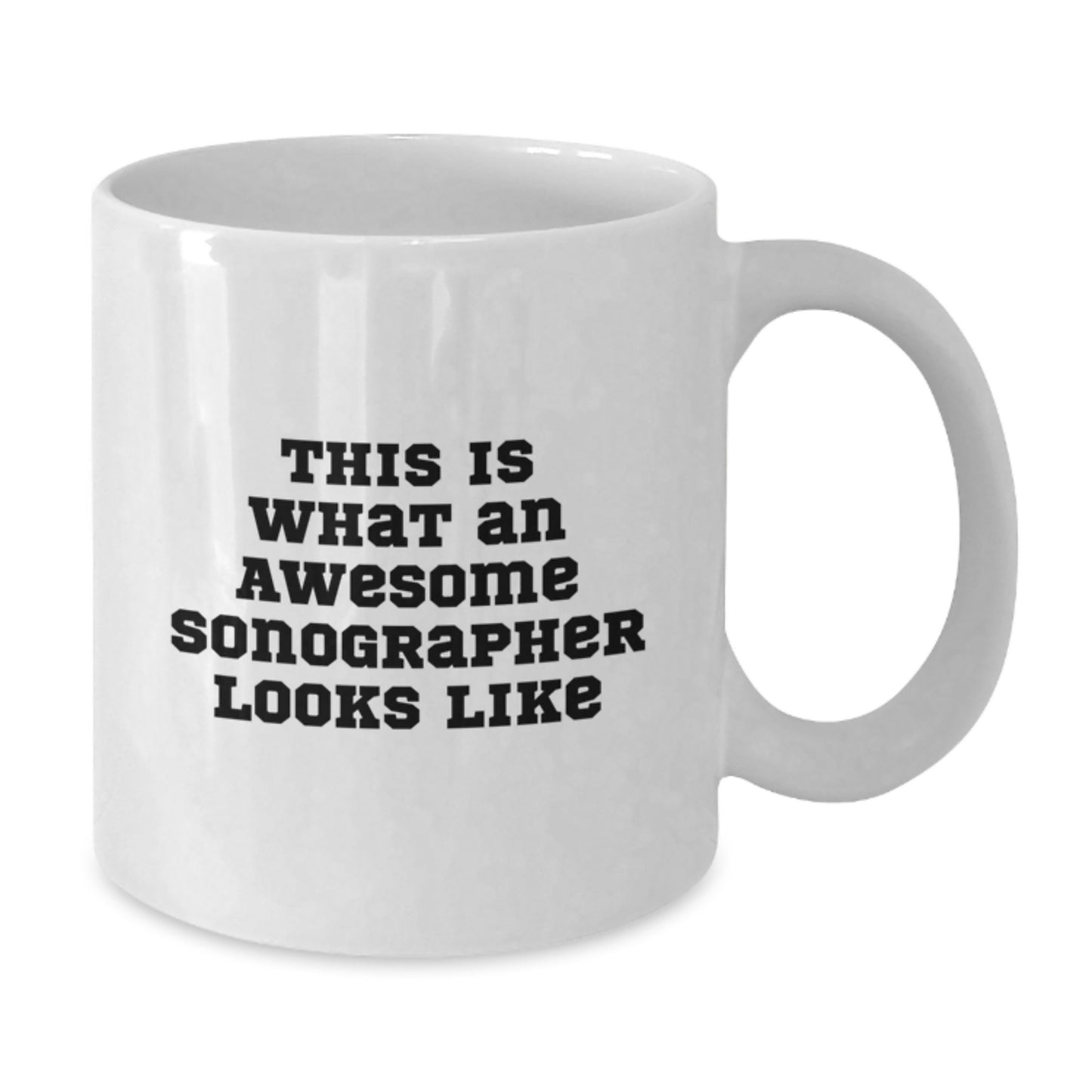 Funny Sonographer Gifts for Him from Friends, White Coffee Mug This 'Is What An Awesome Sonographer Looks Like' Christmas Unique Presents - Additional