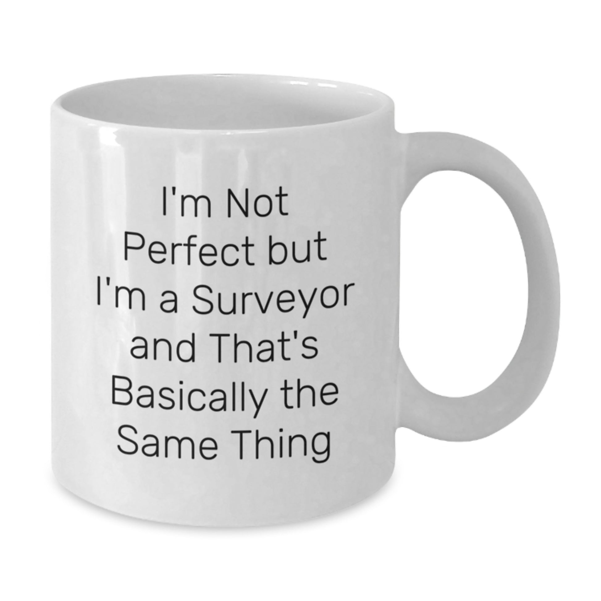 Funny Surveyor Gifts for Him - White Coffee Mug with I'm Not Perfect Quote, Gifts from Friends to Surveyor Men, Christmas Unique - Additional