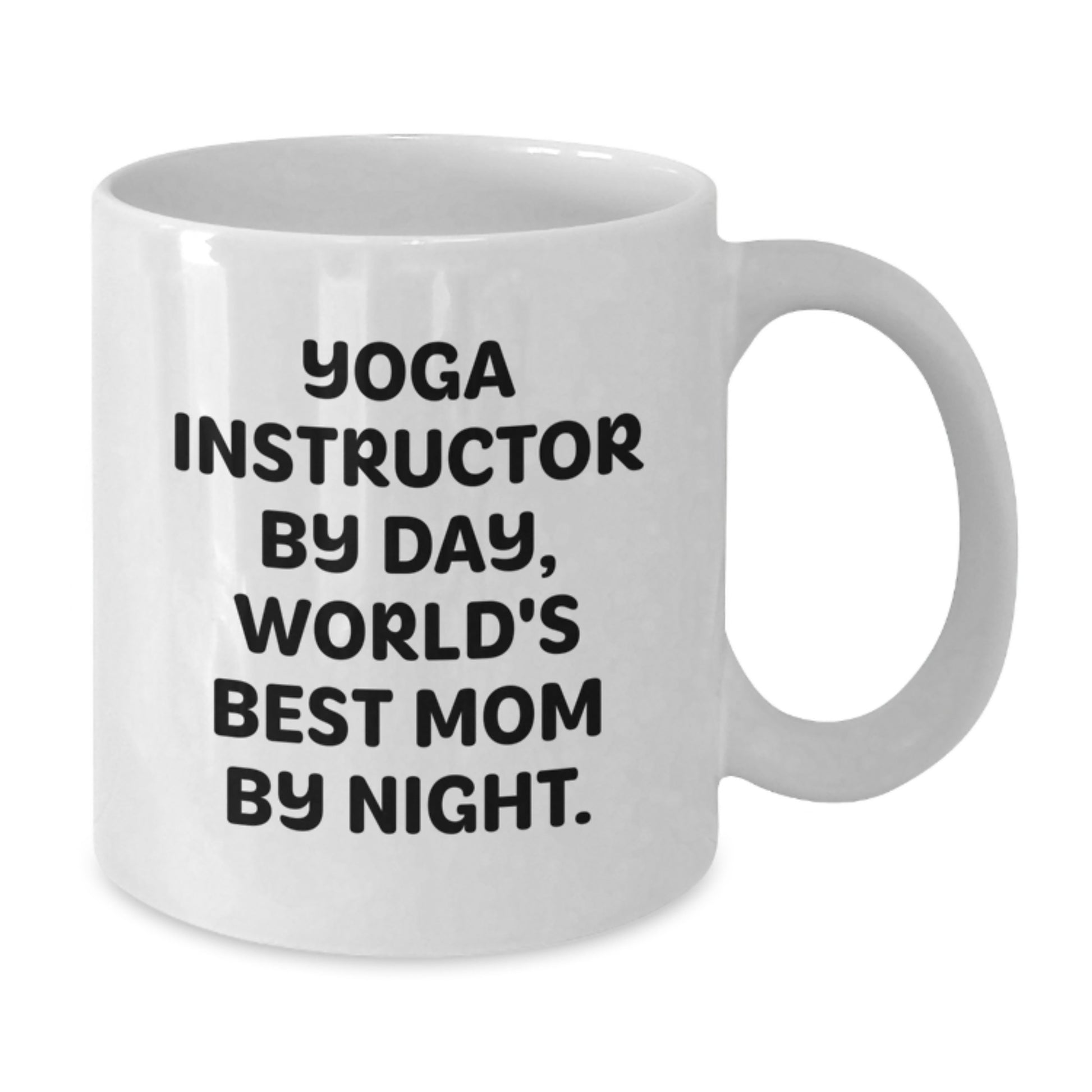 Funny Yoga Instructor Gifts for Women from Friends - 'Yoga Instructor By Day, World's Best Mom By Night' White Coffee Mug for Christmas Unique Gifts - Additional