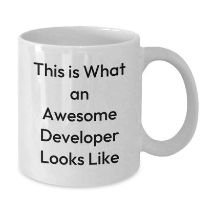 Developer Gifts from Friends, Funny White Coffee Mug for Valentine's Unique Gifts, 'This Is What An Awesome Developer Looks Like' - Additional