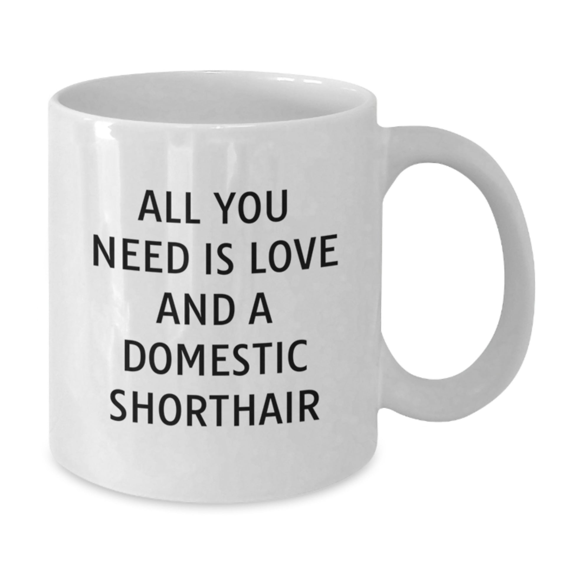Funny Domestic Shorthair Cat Gifts for Men, Unique White Coffee Mug with 'All You Need Is Love And A Domestic Shorthair' Quote, Gifts from Men to Friends - Additional