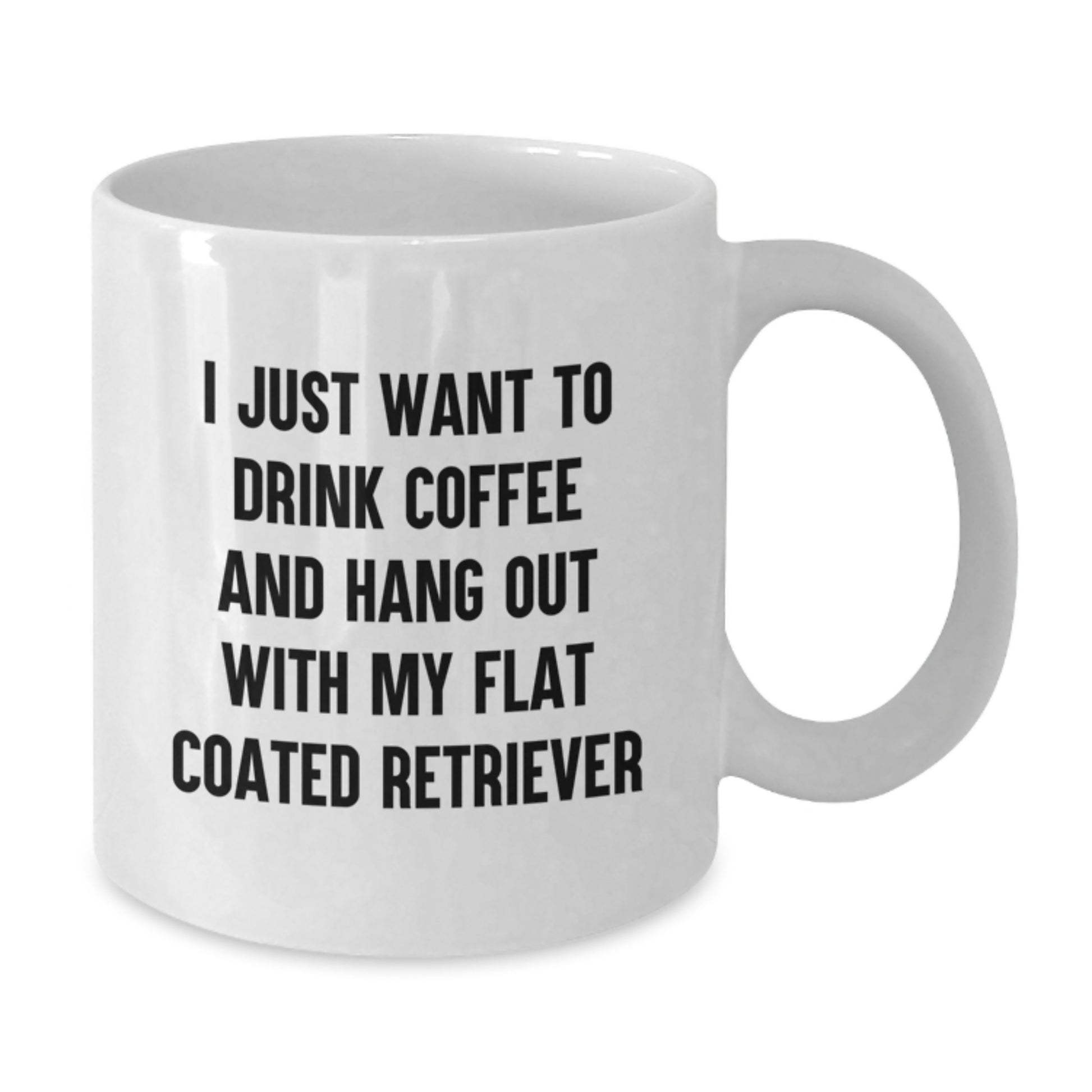 Funny Flat Coated Retriever Dog Gifts, White Coffee Mug for Flat Coated Retriever Dog Lovers, I Just Want To Drink Coffee And Hang Out - Gifts from Friends and Family for Birthday - Additional