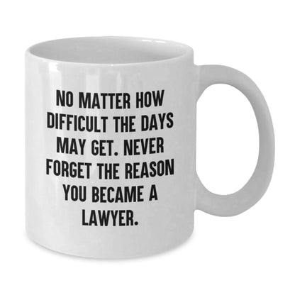 Funny Lawyer Gift Mug, Inspirational White Coffee Mug, Christmas Unique Gifts from Friends to Lawyer, Never Forget You Became a Lawyer - Additional