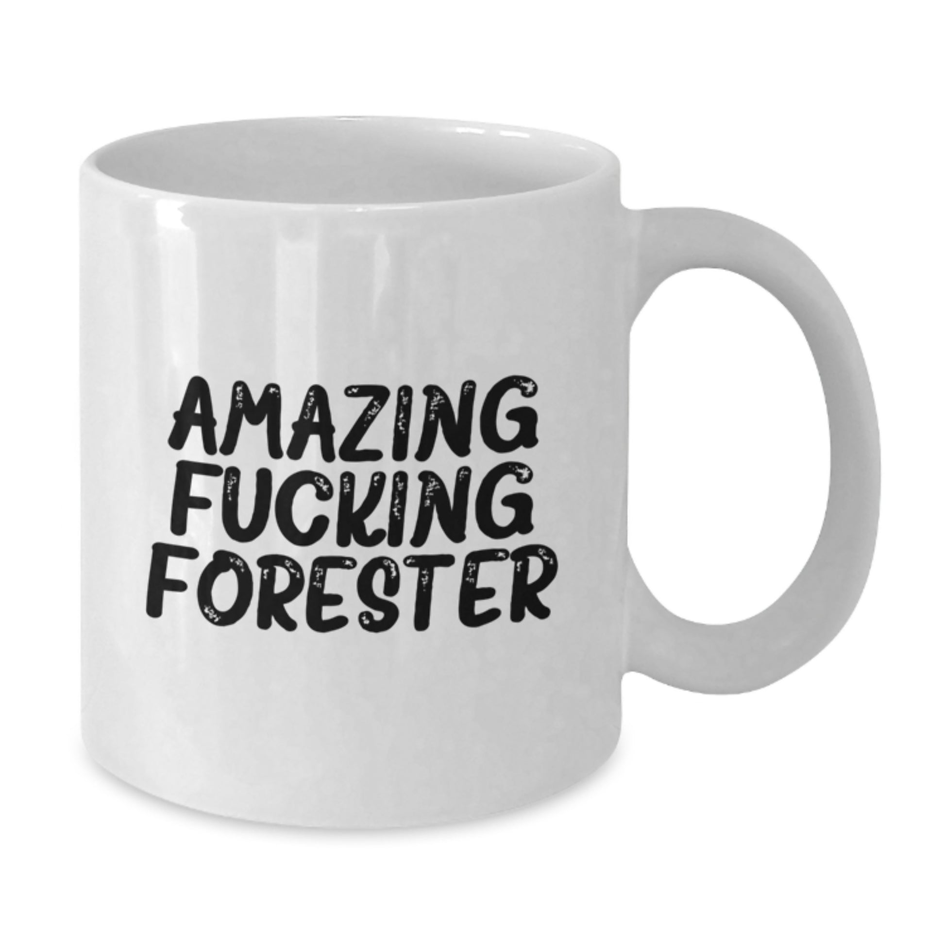 Funny Forester Gifts, White Coffee Mug, Christmas Unique Presents, Gifts from Friends for Forester Lovers, 'Amazing F--king Forester' Quote - Additional