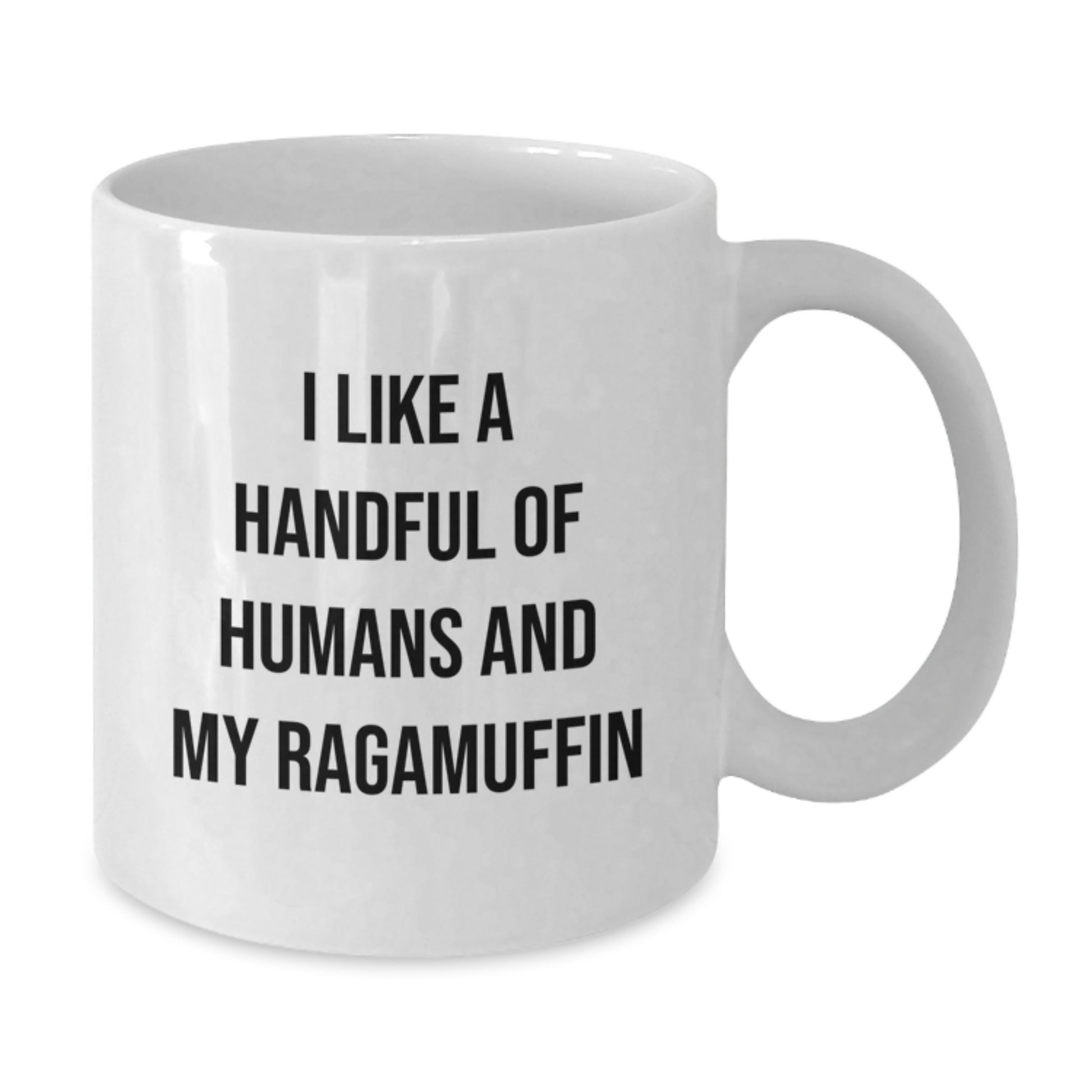 Funny Ragamuffin Cat Gifts for Men - White Coffee Mug from Friends - 'I Like A Handful Of Humans And My Ragamuffin' - Christmas Unique Gifts - Additional