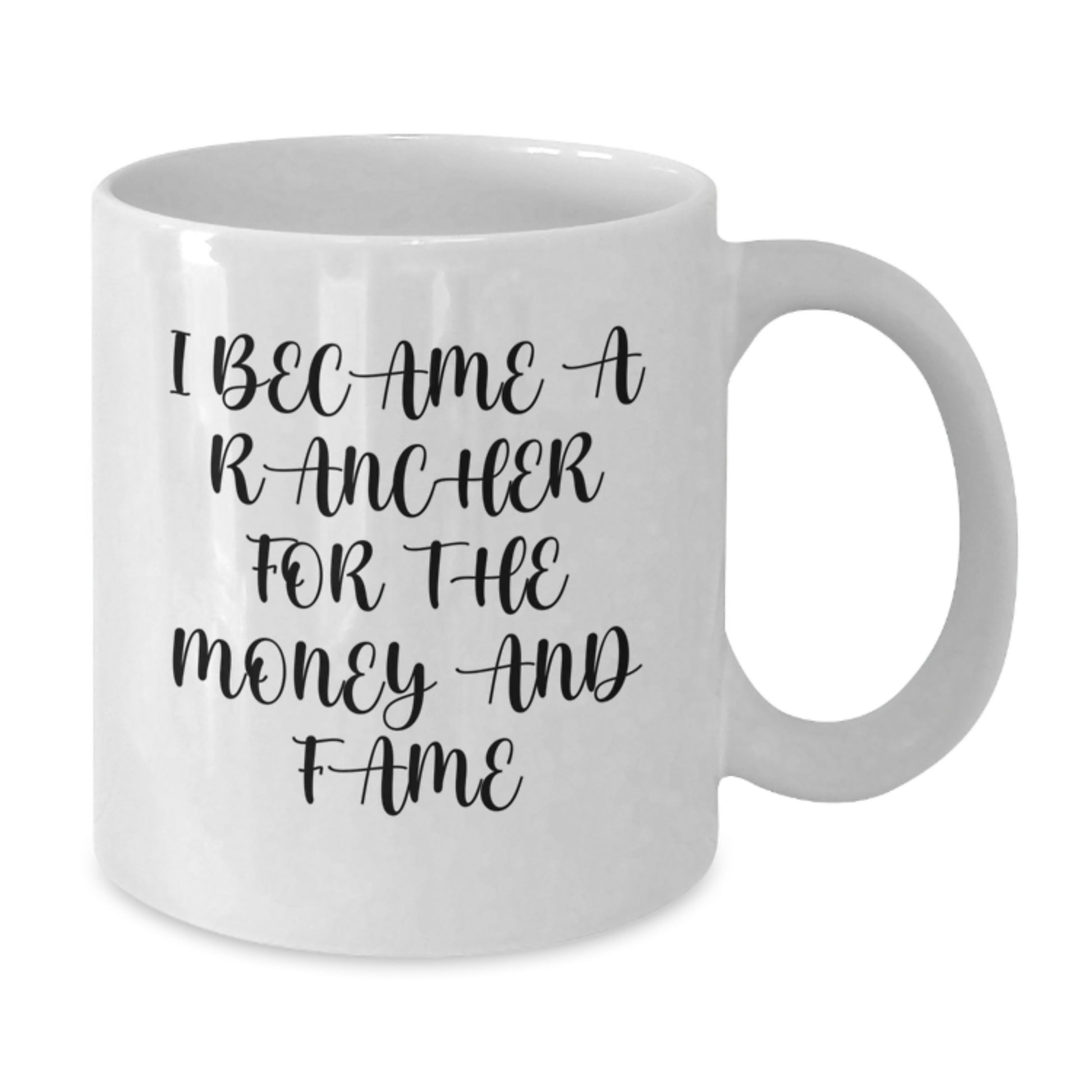 Funny Rancher Gifts for Men from Friends, White Coffee Mug 15oz with 'I Became A Rancher For The Money And Fame' Quote, Perfect Unique Christmas Unique Gifts - Additional