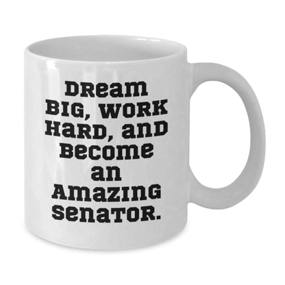 Funny Senator Gifts for Birthday - White Coffee Mug, Dream Big, Work Hard, And Become An Amazing Senator., Gifts from Family to Senator, 11oz or 15oz Capacity - Additional