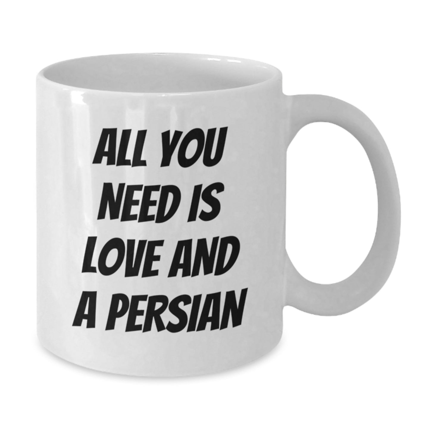 Funny Persian Cat Christmas Unique Gifts from Friends for Men Women Family - 'All You Need Is Love And A Persian' White Coffee Mug - Additional