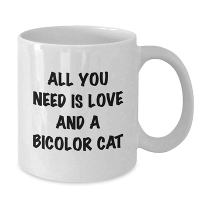 Funny Bicolor Cat Gifts from Friends, White Coffee Mug for Bicolor Cat Lovers, Birthday Unique Gifts - Additional