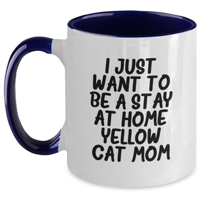 Yellow Cat Funny Quirky Two Tone Coffee Mug for Stay at Home Mom Gifts from Family Friends Women Men - Christmas Unique Presents - Main