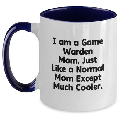 Funny Game Warden Mom Gifts from Family, Gifts for Game Warden Men, Two Tone Coffee Mug, I Am A Game Warden Mom Just Like A Normal Mom Except Much Cooler Christmas Unique - Main