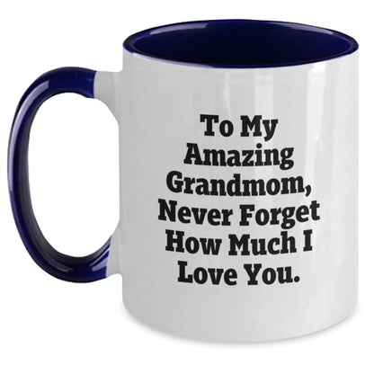 Funny Grandmom Gifts from Family, To My Amazing Grandmom, Never Forget How Much I Love You. Christmas Unique Two Tone Coffee Mug - Main