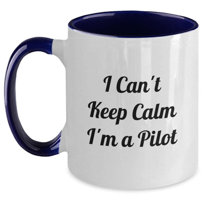 Funny Pilot Gifts I Can't Keep Calm I'm A Pilot Two Tone Coffee Mug, Gifts from Friends and Family to Pilot, Christmas Unique Presents for Men Women Coworkers - Main