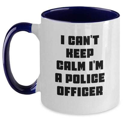 Funny Police Officer Gifts from Men for Christmas Unique Mugs, I Can't Keep Calm I'm A Police Officer Coffee Mug, Two Tone Ceramic - Main