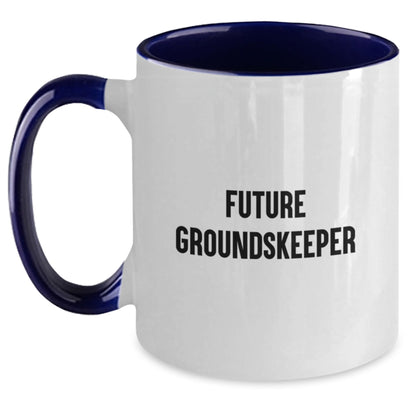 Funny groundskeeper Gifts from Friends, Unique Christmas Memorable Presents for groundskeeper, Two Tone Coffee Mug with Quote - 'Future groundskeeper' - Main