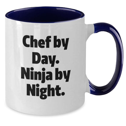 Funny Chef Gifts for Men - Gifts from Friends - Chef By Day. Ninja By Night. Two Tone Coffee Mug, Perfect for Christmas Unique Gifts - Additional