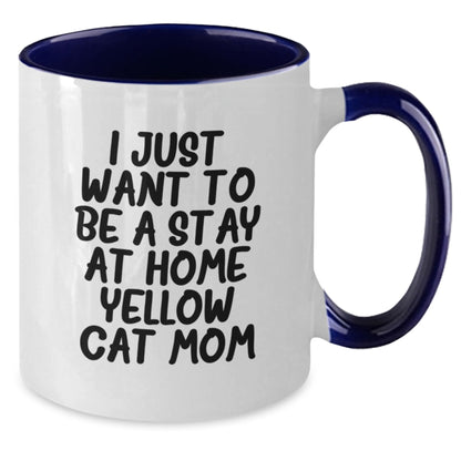 Yellow Cat Funny Quirky Two Tone Coffee Mug for Stay at Home Mom Gifts from Family Friends Women Men - Christmas Unique Presents - Additional