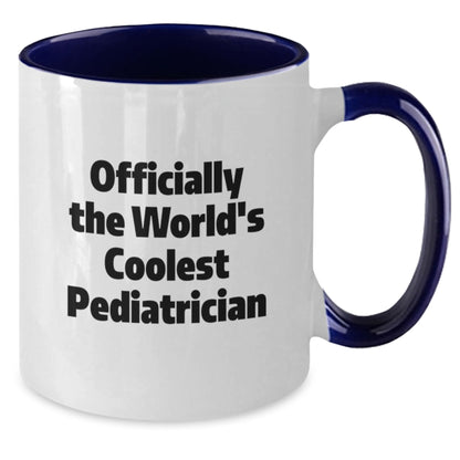 Funny Gifts from Family to Officially The Worlds Coolest Pediatrician Two Tone Coffee Mug Set in Various Christmas Themes - Additional