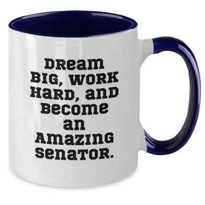 Funny Senator Gifts - Dream Big, Work Hard, and Become an Amazing Senator Two Tone Coffee Mugs for Birthday, Gifts from Friends, Gifts for Senator, Men, or Women - Additional