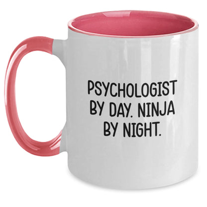 Funny Psychologist Gifts from Men to Friends - Psychologist By Day. Ninja By Night. Two Tone Coffee Mug Christmas Unique - Main