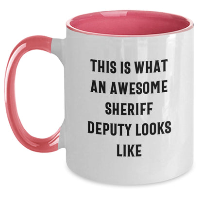 Funny Sheriff Deputy Gifts from Friends, Unique Christmas Unique Gifts for Sheriff Deputy, This Is What An Awesome Sheriff Deputy Looks Like Two Tone Coffee Mug - Main